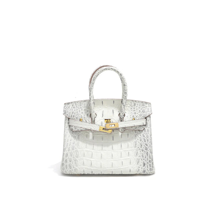 Crocodile Embossed Leather Inspired Trendy Platinum Bag