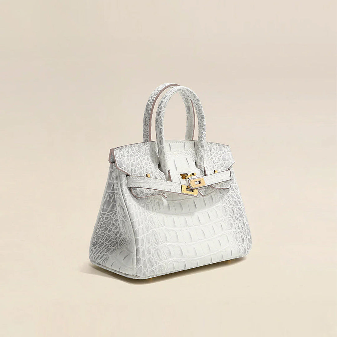 Crocodile Embossed Leather Inspired Trendy Platinum Bag