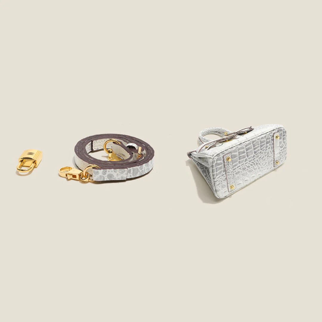 Crocodile Embossed Leather Inspired Trendy Platinum Bag