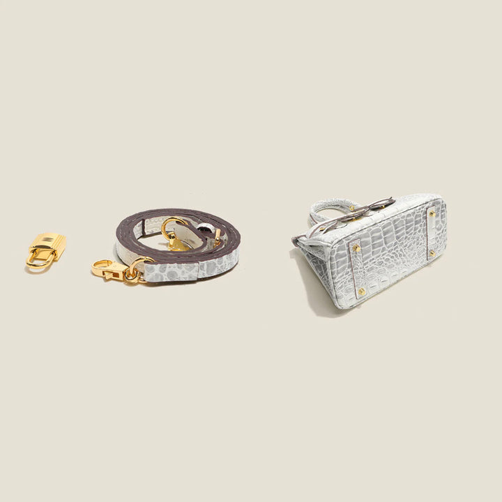 Crocodile Embossed Leather Inspired Trendy Platinum Bag