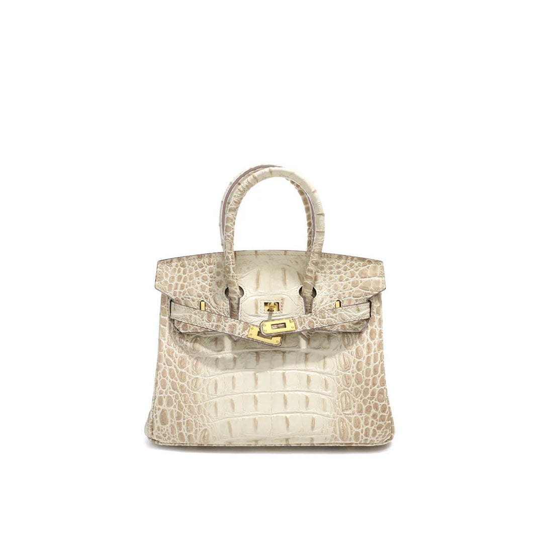 Crocodile Embossed Leather Inspired Trendy Platinum Bag