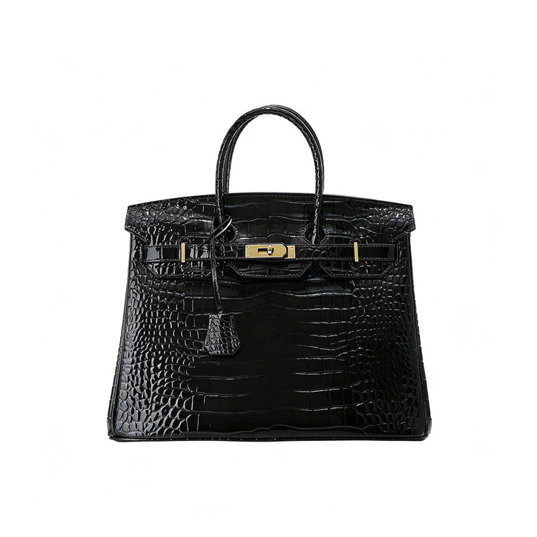 Crocodile Embossed Leather Rouge Birk Handbag