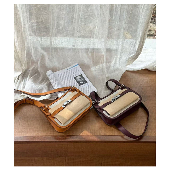 Canvas Leather Inspired Mini Crossbody Bag