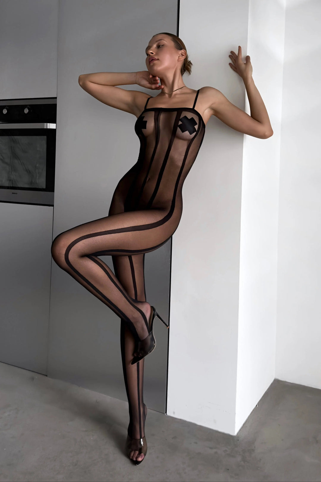 Venux Stripes – Striped Crotchless Bodystocking – Made for Midnight