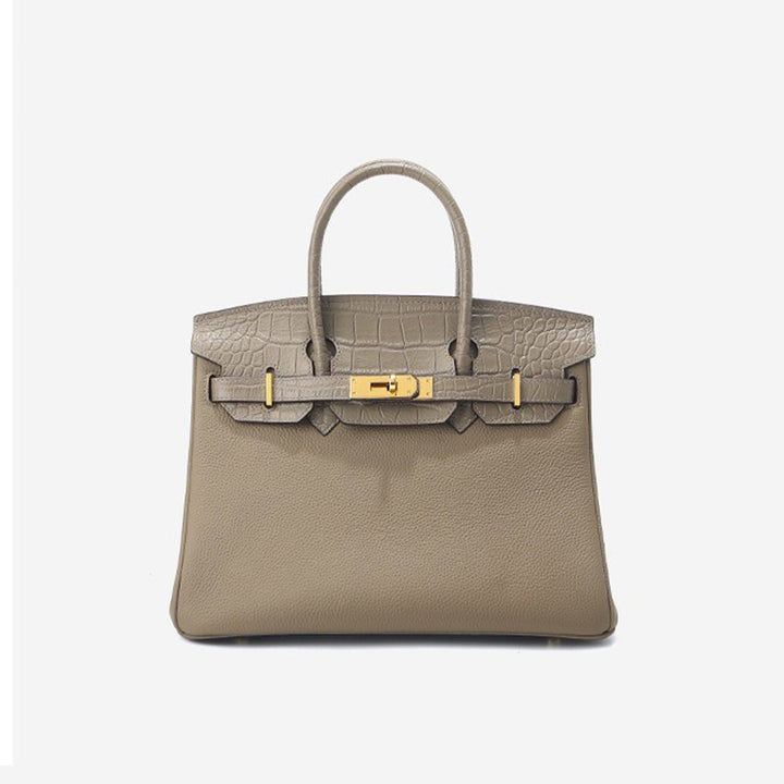 Top Grain Leather Croc Flap New Birk Handbag