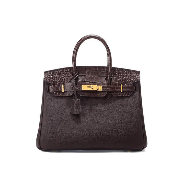 Top Grain Leather Croc Flap New Birk Handbag