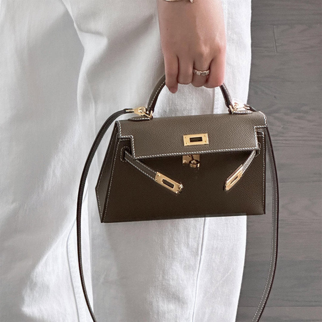 Top Grain Leather Inspired Mini Kelli 19 Handbag