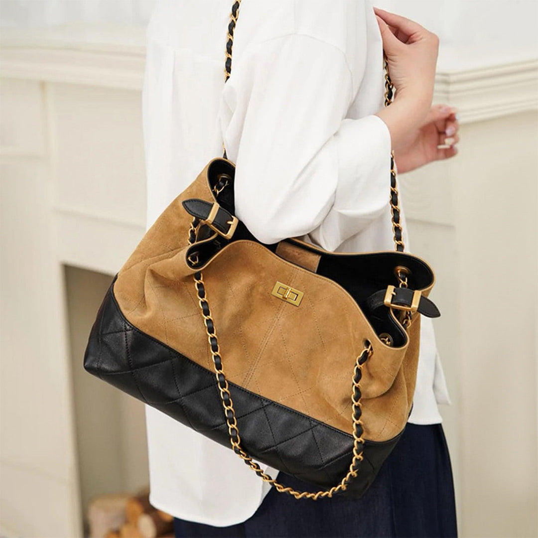 Suede Leather Quilted Suede Shoulder Bag