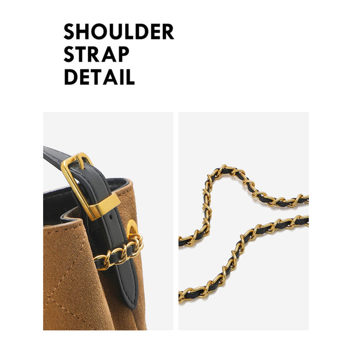 Suede Leather Quilted Suede Shoulder Bag