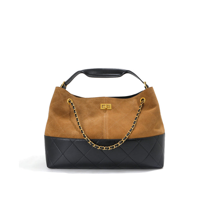 Suede Leather Quilted Suede Shoulder Bag