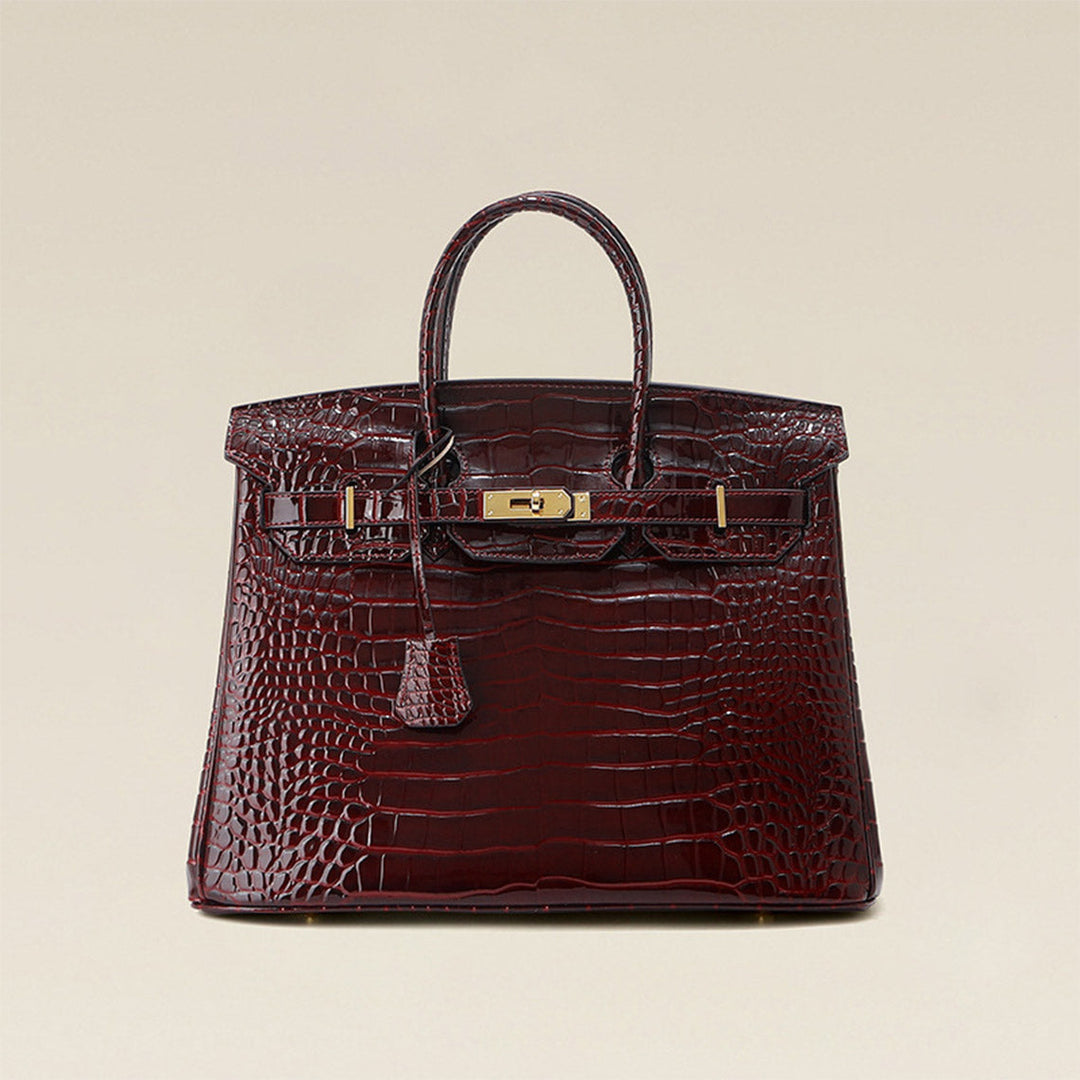 Crocodile Embossed Leather Rouge Birk Handbag