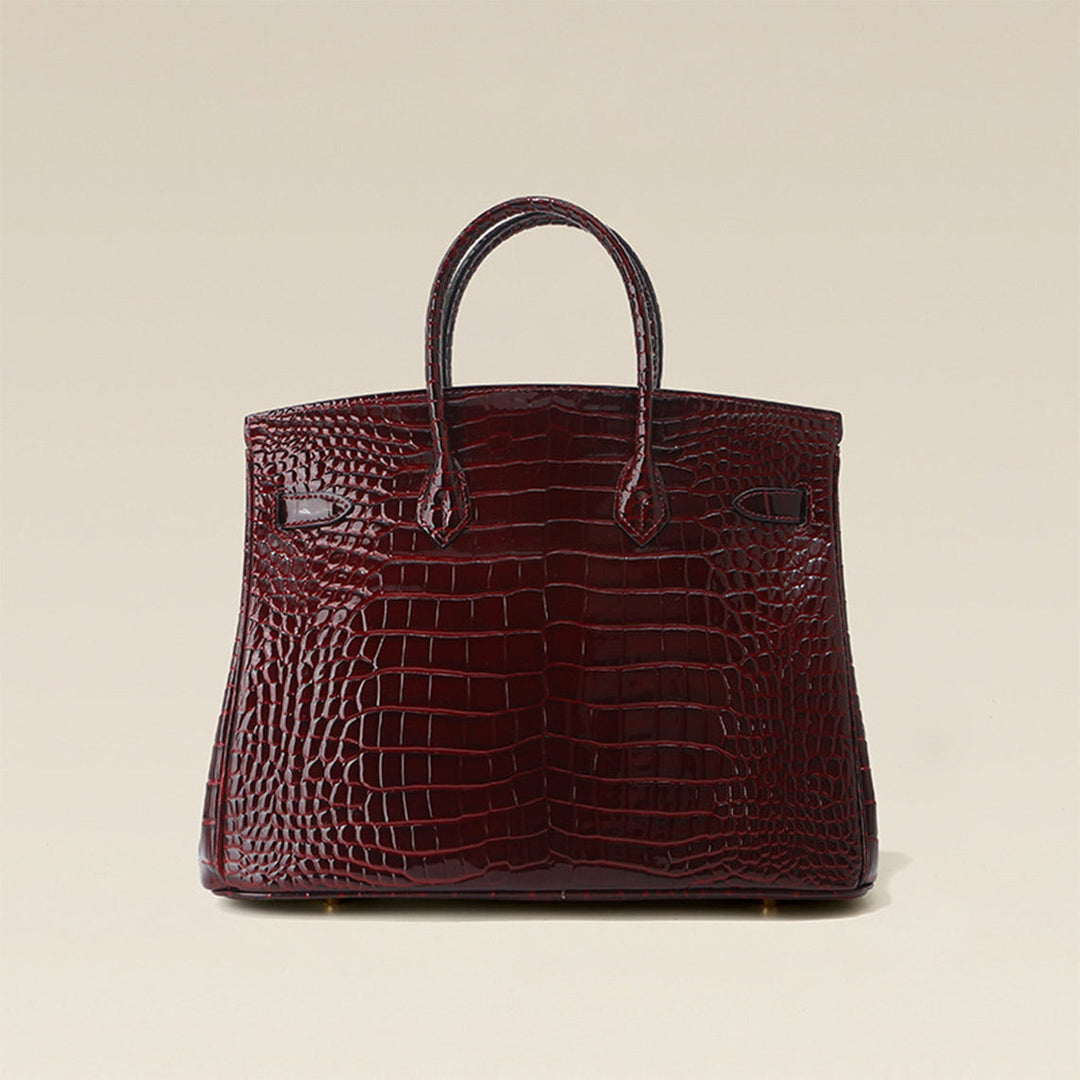 Crocodile Embossed Leather Rouge Birk Handbag