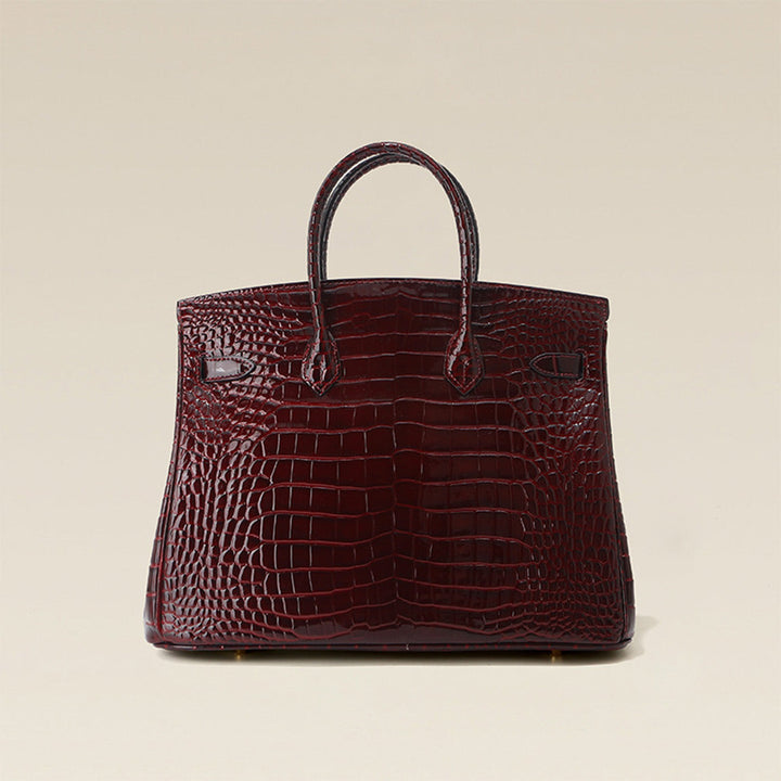 Crocodile Embossed Leather Rouge Birk Handbag