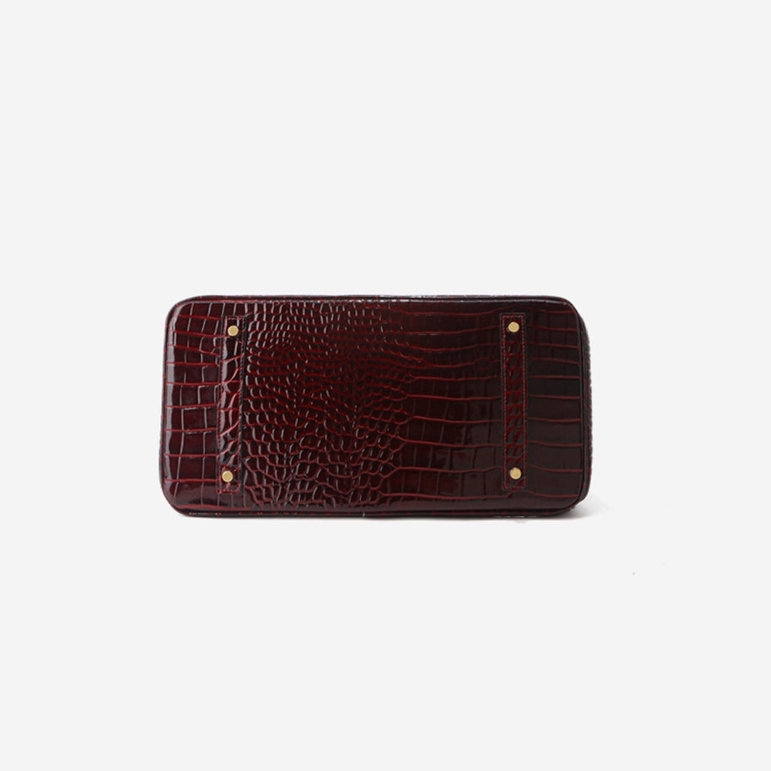 Crocodile Embossed Leather Rouge Birk Handbag