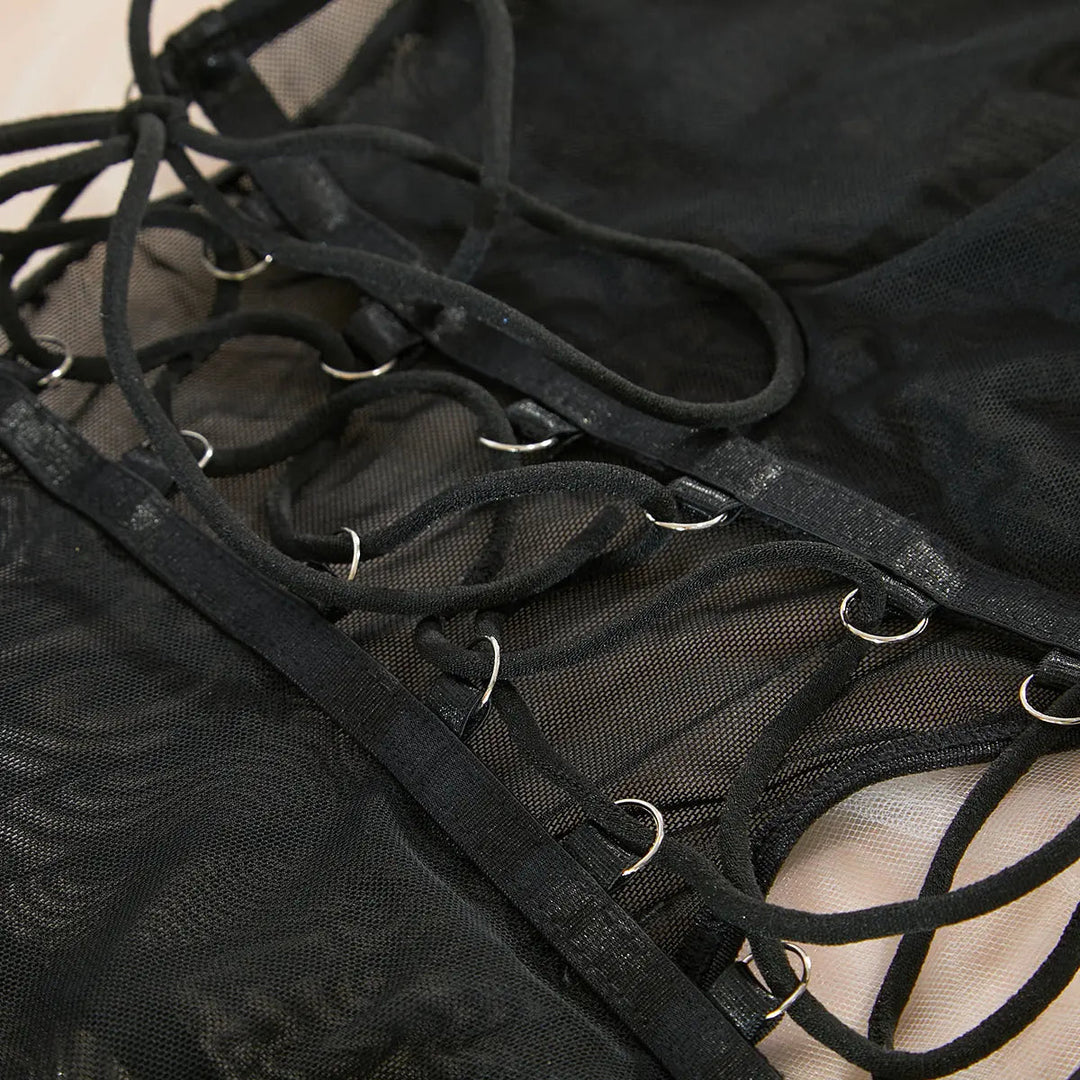 REINA 4 PIECE BLACK LINGERIE SET