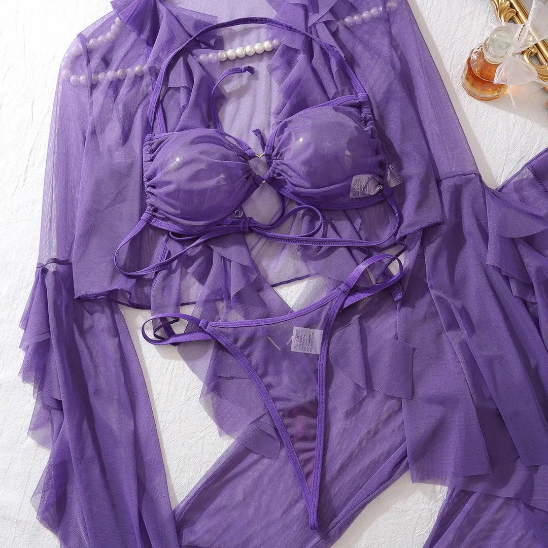 Sloane – 4-Piece Mesh Lingerie Set – Everything in One Look