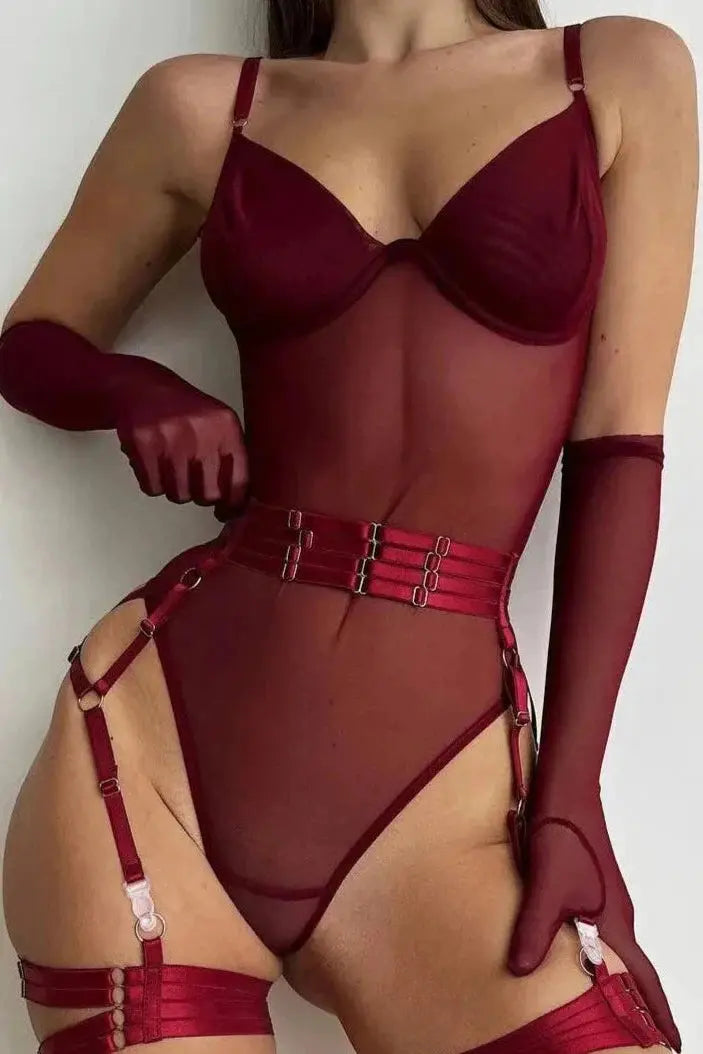 Marisa – See Through Bodysuit – Bold in Burgundy