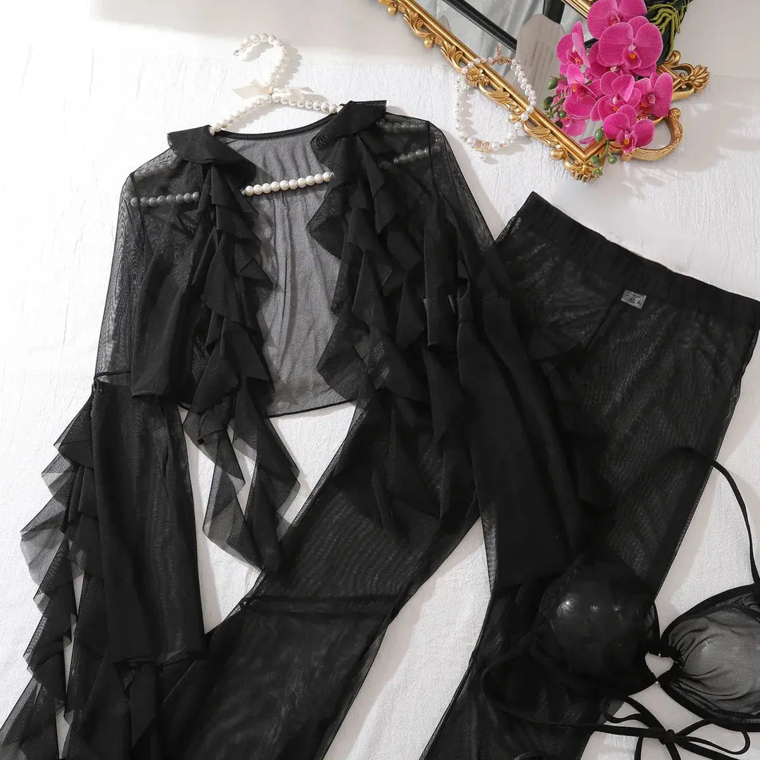 Sloane – 4-Piece Mesh Lingerie Set – Everything in One Look