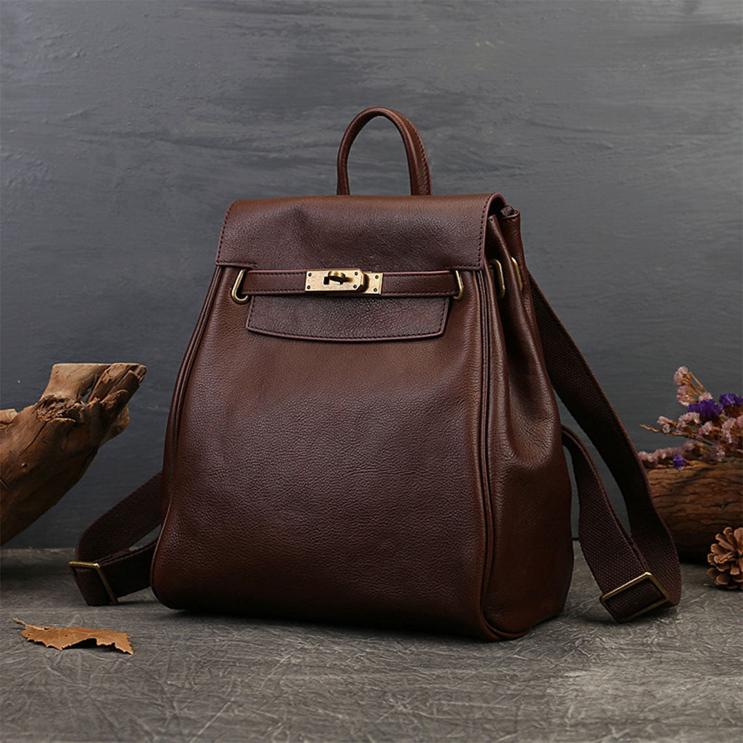 Top Grain Leather Classic Backpack for Women