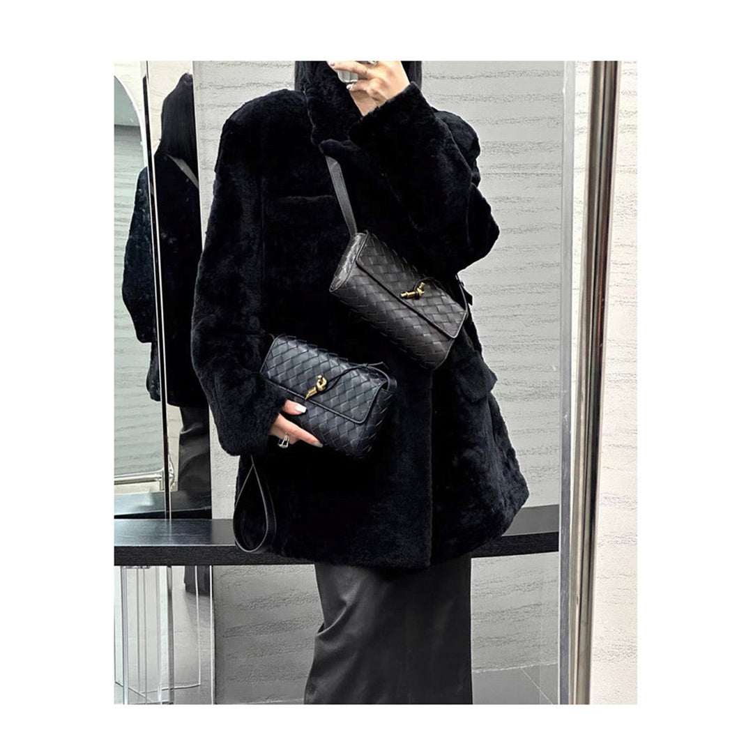 Sheep Leather Women Woven Shoulder Bag