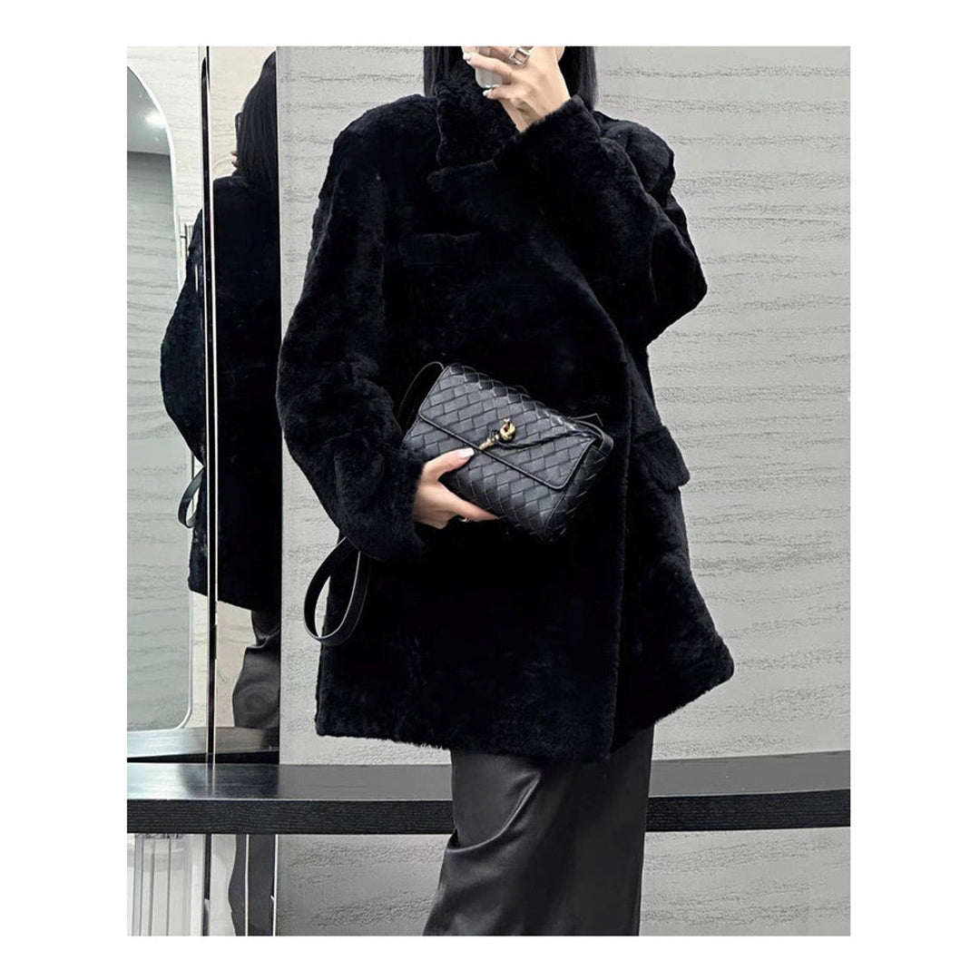 Sheep Leather Women Woven Shoulder Bag