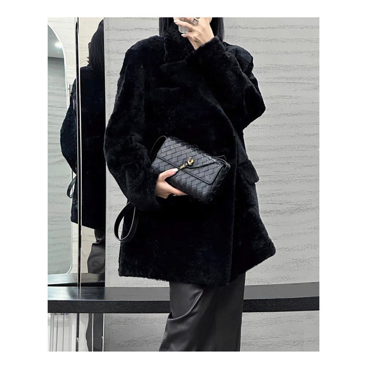 Sheep Leather Women Woven Shoulder Bag
