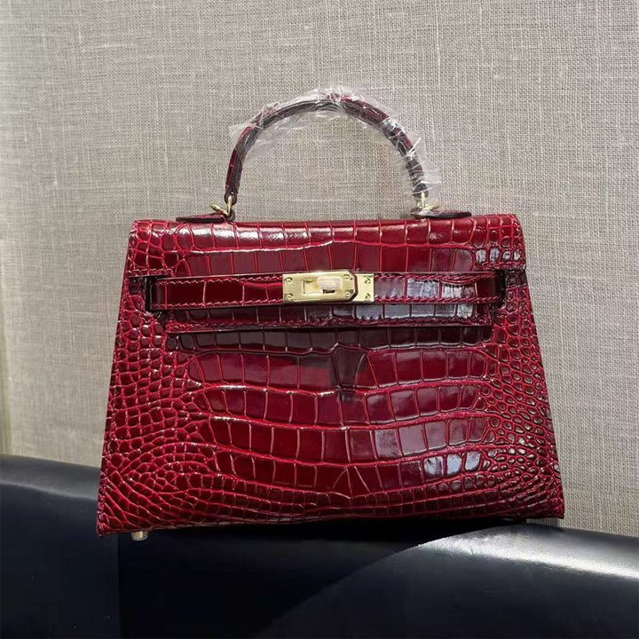 Croc Embossed Leather Mini Kylie Handbag