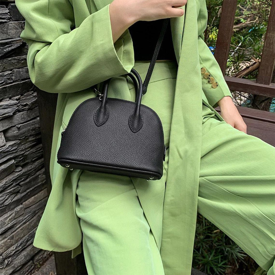 Top Grain Leather Mini Bowling Handbag