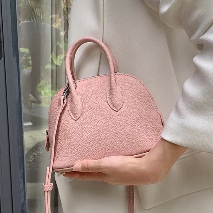 Top Grain Leather Mini Bowling Handbag